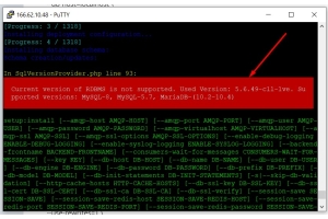 Current version of RDBMS is not supported